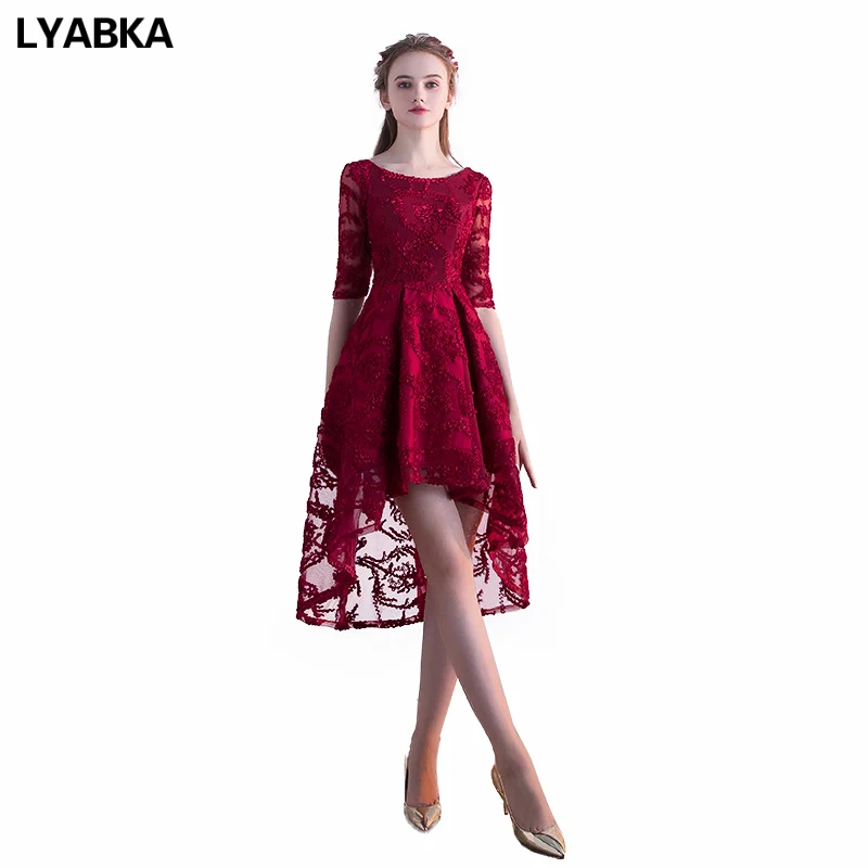 Robe De Soiree платье для выпускного вечера es High/LowVestidos Largos реальное фото Бордовое