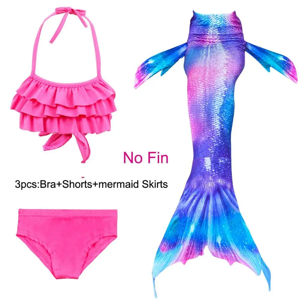 Mermaid 2 Купальный костюм для девочек; Костюм Русалки с хвостом для маленьких детей; Костюм Русалки Ариэль; детский купальный костюм; купальный костюм без плавника - Цвет: Mermaid 2