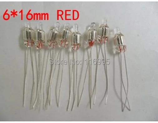 Бесплатная доставка 200 шт. красная неоновая лампа для новорожденных 6*16 мм