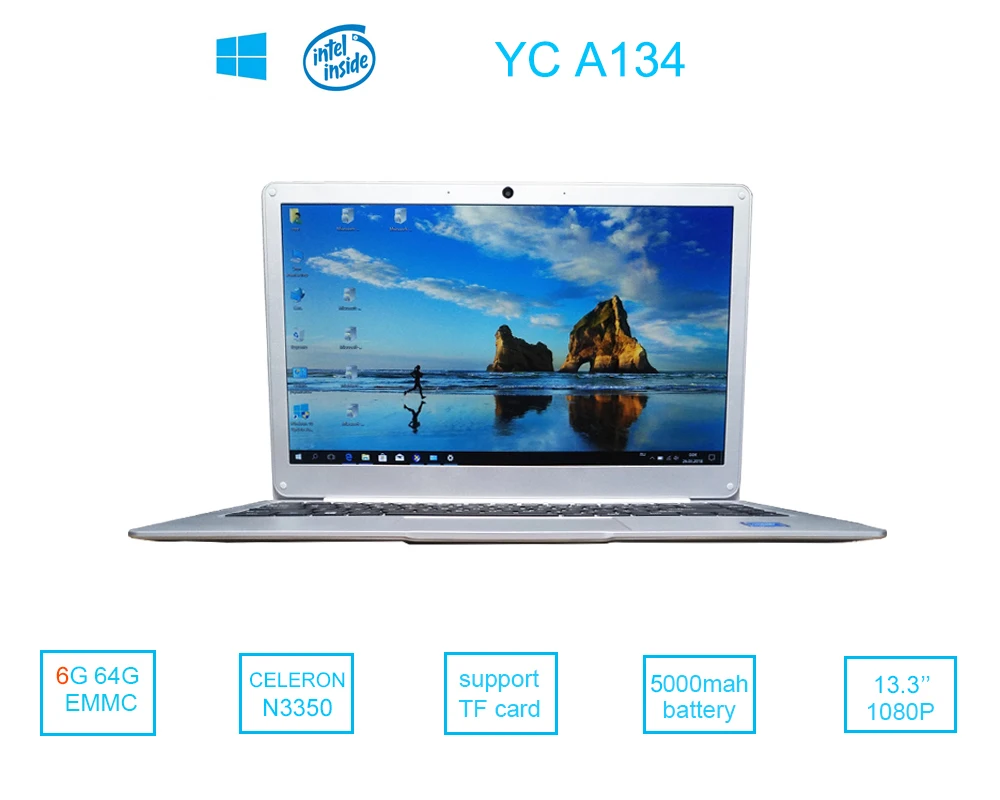 2018 windows 10 Intel Celeron N3350 13 3 дюймов 6G RAM 64 ГБ ноутбук со встраиваемой мультимедийной