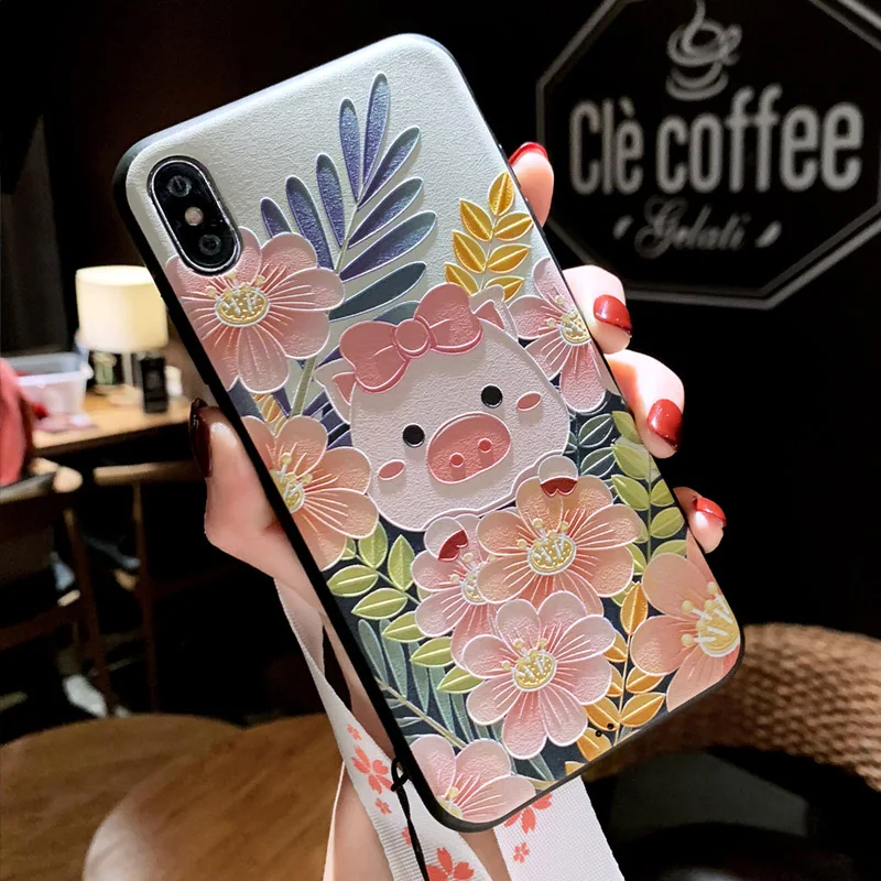 Милый рельефный чехол для Iphone XS MAX XR X телефона 6 6s 7 8 Plus | Мобильные телефоны и