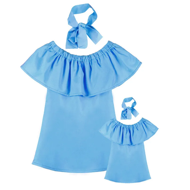 Одинаковые комплекты для семьи Модный Семейный комплект шифоновое платье мамы и