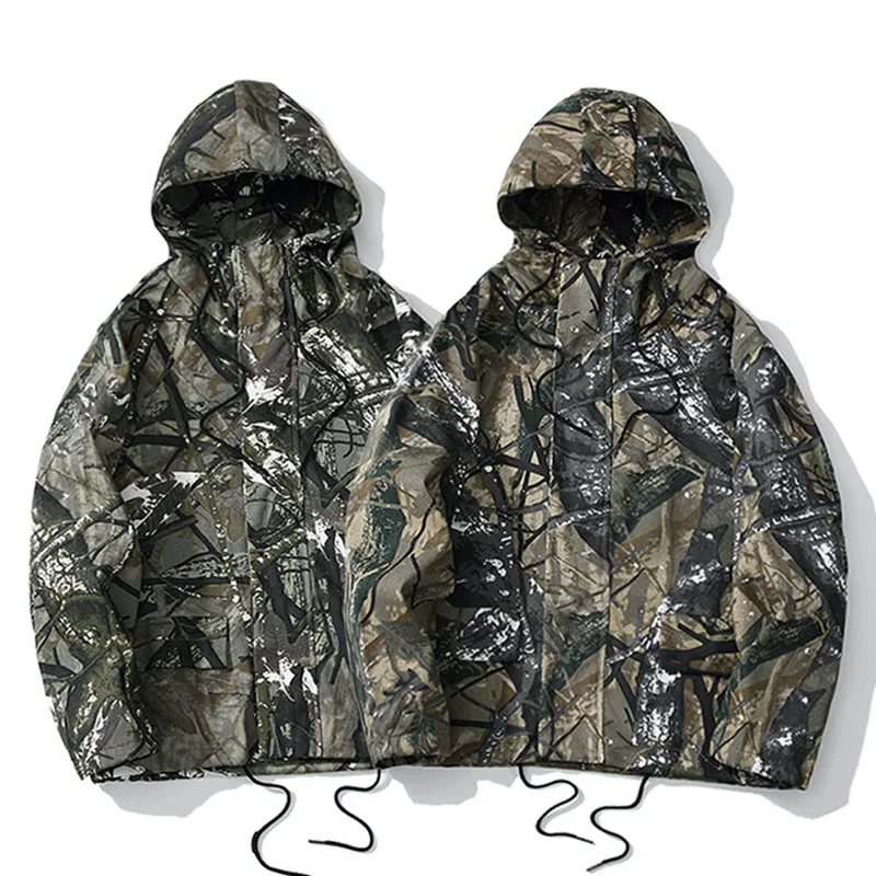 Новая весенняя и осенняя бионическая камуфляжная ветровка с капюшоном