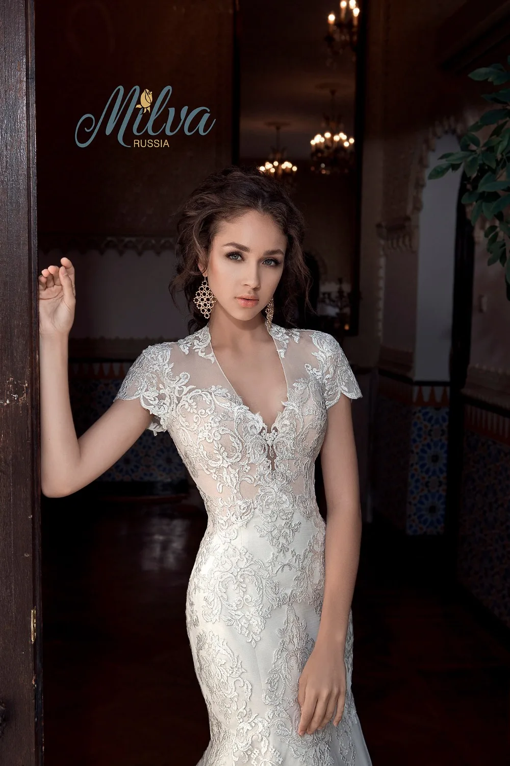 Stylish Vintage Lace Wedding Dress 2017 Corset Back Sweep Train Mermaid Gowns V Neck vestido de casamento | Свадьбы и торжества