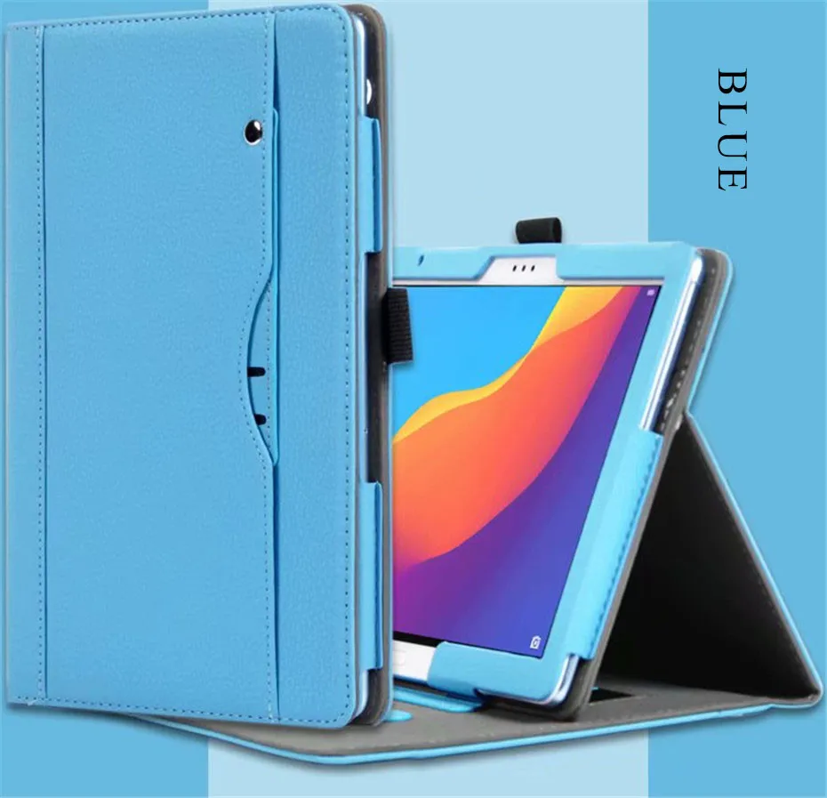 Blue Кожаный чехол для huawei MediaPad M3 Lite 10 10,1 ''BAH-W09/AL00/L09 чехол-подставка держатель для huawei M3 Lite 10 Чехол+ пленка - Цвет: Blue