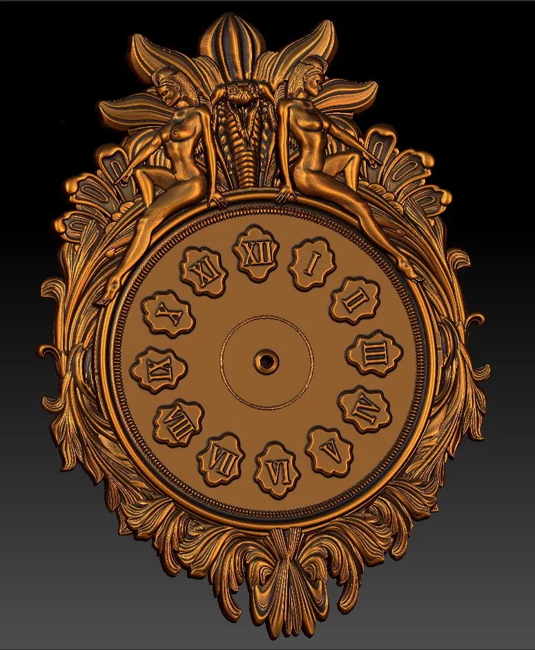 

Digital file in STL format clock for CNC 3D relief carving engraving C36-31