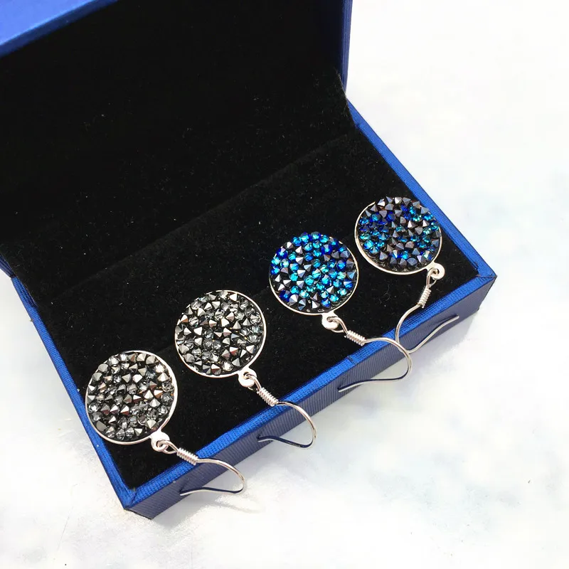 MS betti новое поступление круглые серьги drusy для женщин кристаллы от SWAROVSKI дешевая цена торговля
