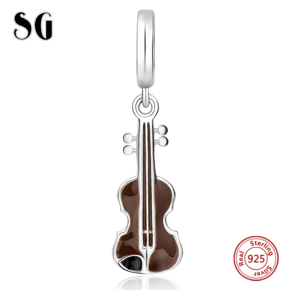 Silver Galaxy Music Instrument Violin Pendant Beads For Women Bracelet Fit Pandora Charms 925 Original Fashion Jewelry|fashion beads|beads