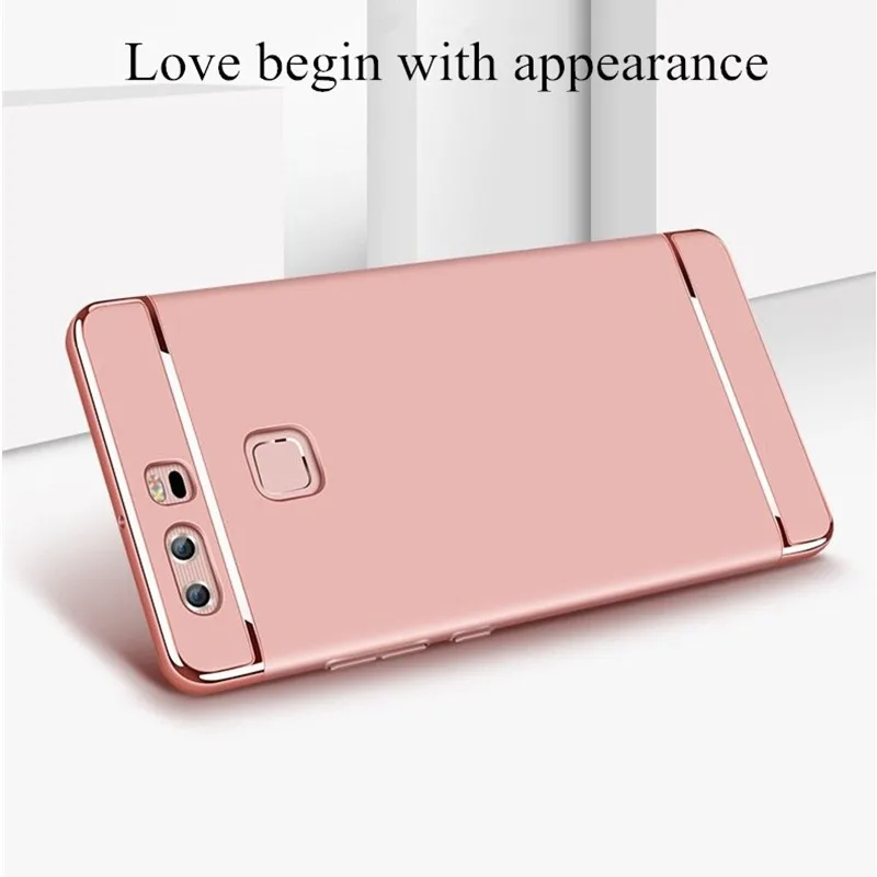 OUJINUO High Glossy Electroplated Plastic Phone Case For Huawei p9 Full Coverage 3in1 Stage Joint Back Plus | Мобильные телефоны и