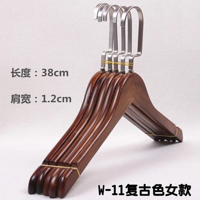 5 pcs/lot Heavy Duty Wooden Coat Hangers Solid Wood Clothes Hanger of Vintage Color with Anti-skid Shoulder Design for Adult Kid - Цвет: W-11  38cm