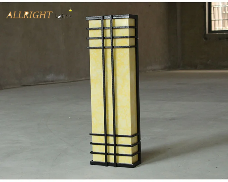 Новый дизайн rectangel shade желтая мраморная настенная лампа светодиодный трубка для