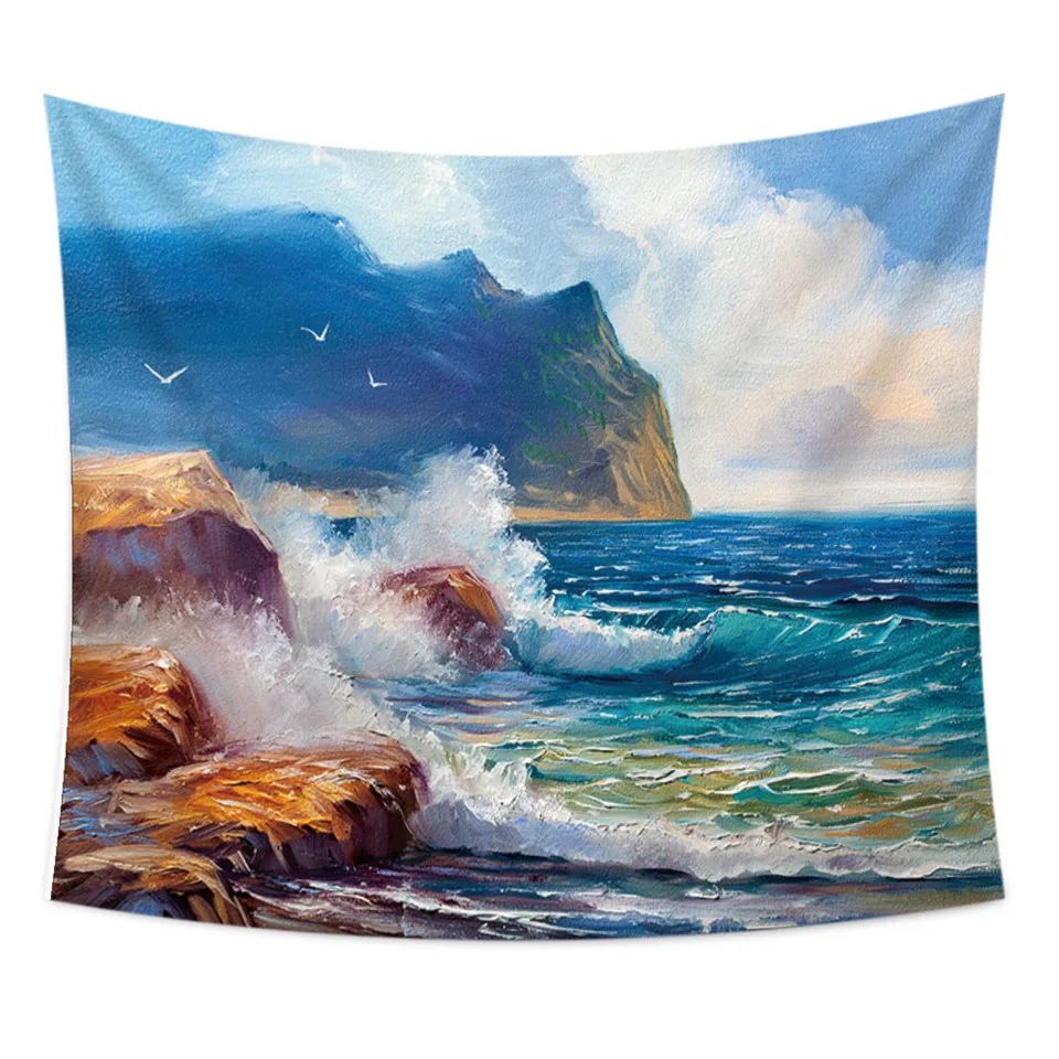 SOFTBATFY 2019 домашний декор гобелен картина маслом закат морской пейзаж настенная