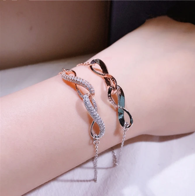 Женские браслеты из стерлингового серебра 925 пробы с бантом и кубическим