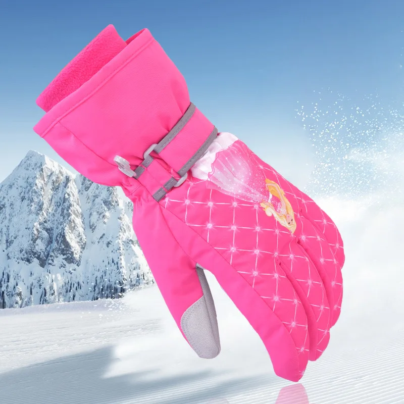 Катание на лыжах перчатки для маленькой девочки принцессы детский зимний лыжный
