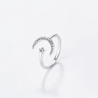 Кольцо женское открытое с изменяемым размером и луной, SRI208