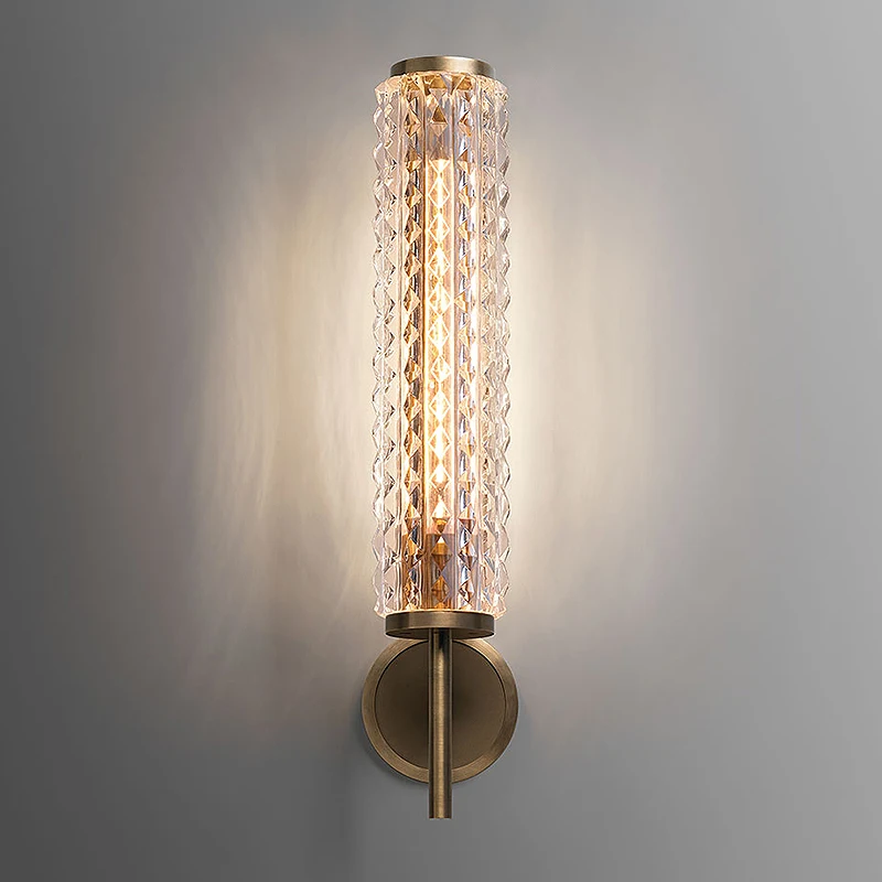 

Postmodern Copper Wall Lamp Luxury Crystal Living Room Wall Lights Bathroom Bathroom Mirror Headlight Designer Villa Luminaire