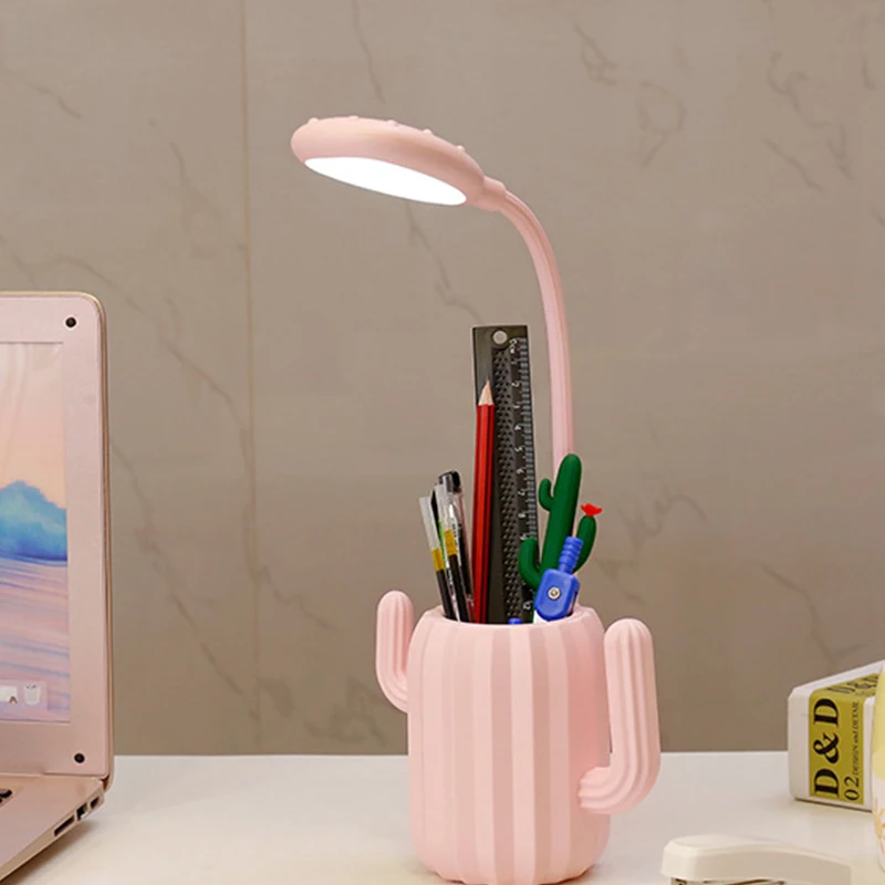 

Newly LED Cactus Desk Light Eye Protection Dimmable Lamp with Pen Holder for Office Reading XSD88