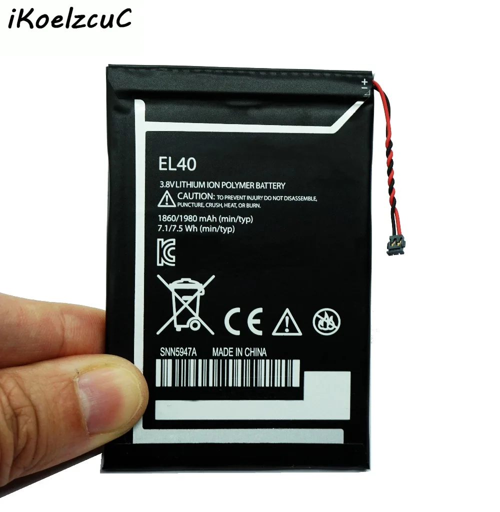 IKoelzcuC EL40 1860 мАч/1980 мАч Батарея для Motorola Moto E XT1019 XT830C xt1021 Аккумуляторы мобильных