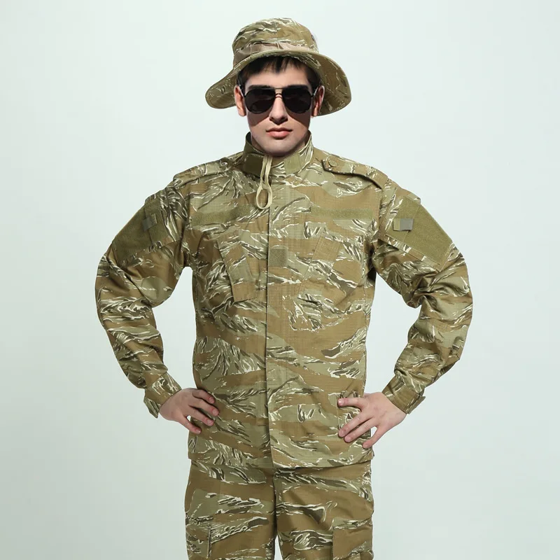 Tiger Camo Немецкий армейский лесной Камуфляжный костюм ACU BDU, военный Камуфляжный костюм, комплекты CS, Боевая тактическая Пейнтбольная форма, куртка и штаны - Цвет: Tiger Camo