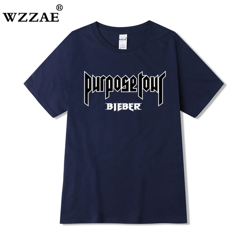 Navy Blue 1 Джастин Бибер Футболка мужская группа футболка рок хип хоп короткий рукав имя и возраст футболка Tumblr одежда назначение тур футболка - Цвет: Navy Blue 1