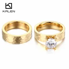Новые парные кольца Kalen из нержавеющей стали золотого цвета для