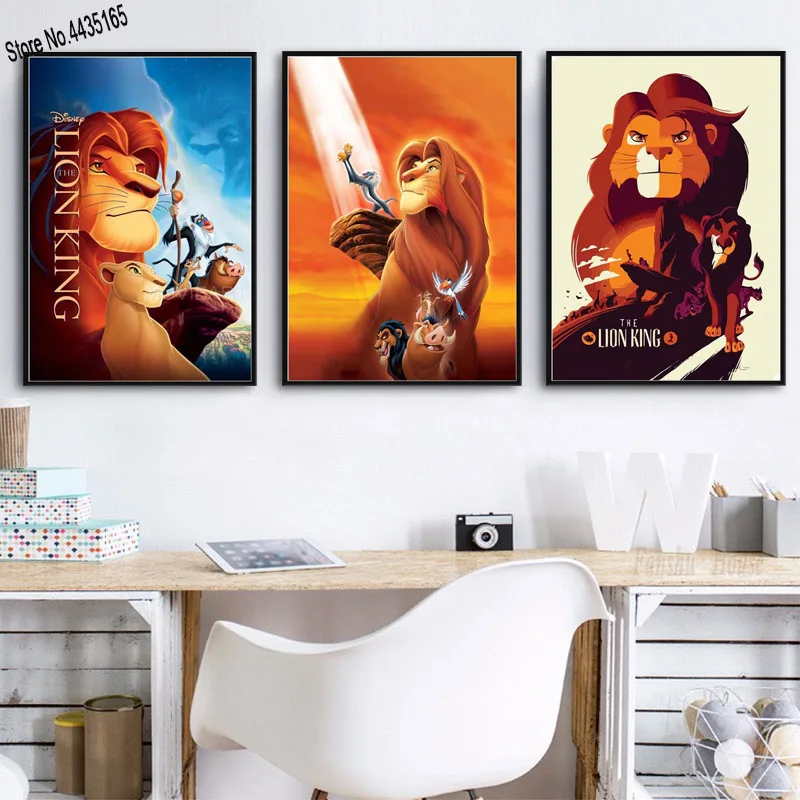 Постеры и принты льва короля животных мультфильм плакат стены искусства холст