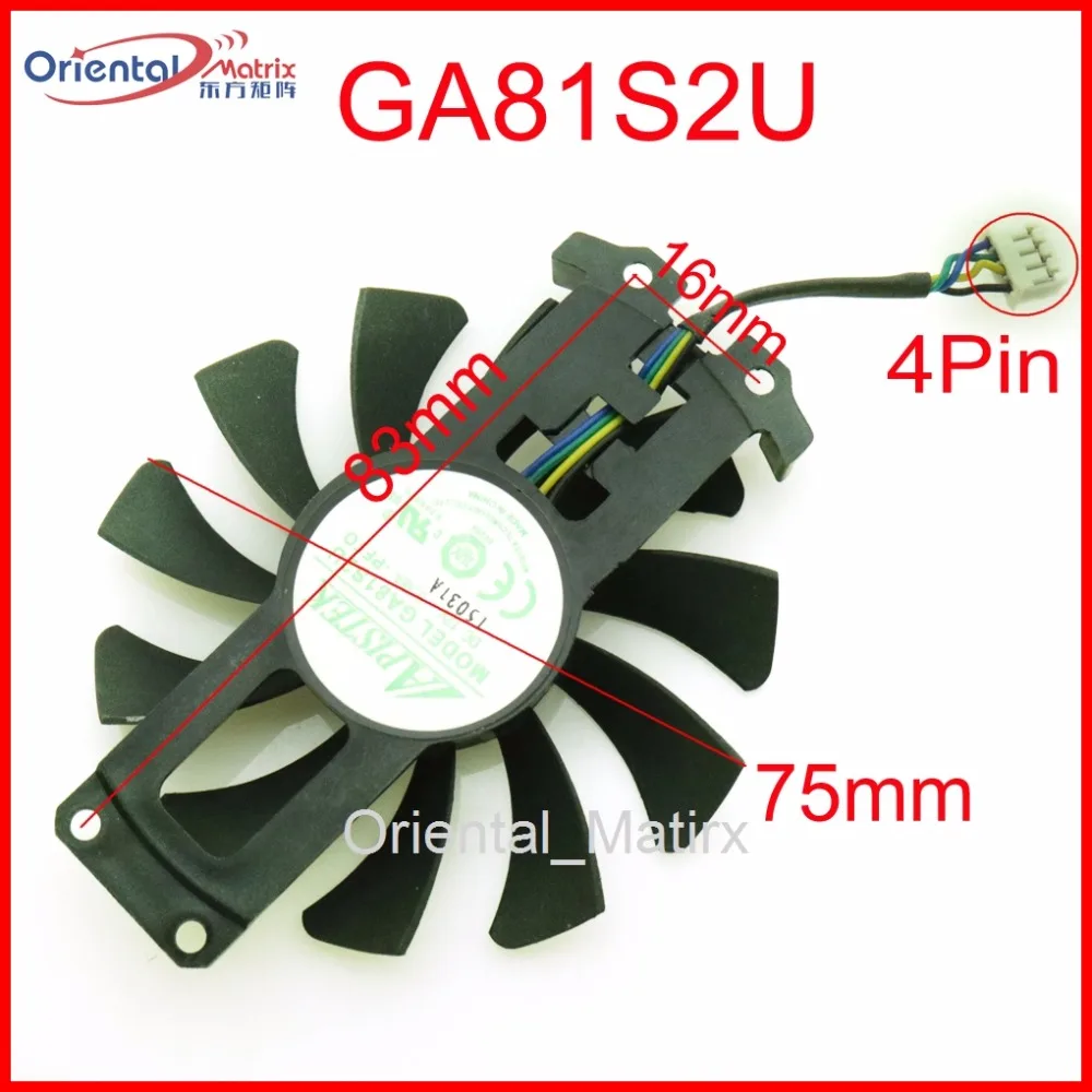 GA81S2U 12V 0.38A 75mm 4Pin Fan For ZOTAC GTX950 GTX960 4G PCI-EDC Graphics Card Fan