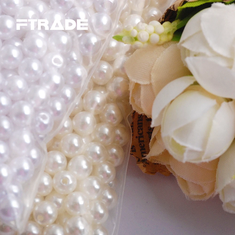 Имитация жемчуга из АБС-пластика белый/бежевый цвет с прямым отверстием для