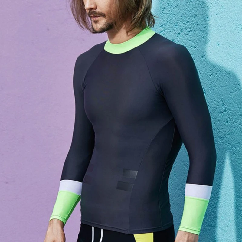 Гидрокостюмы для плавания футболка мужская с длинным рукавом Футболка дайвинга одежда Рашгард пляжная