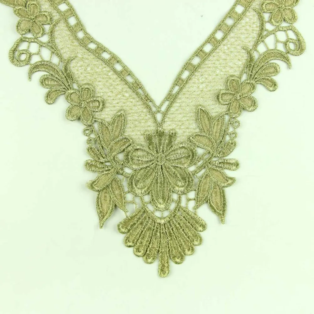 1 Pc Motif Applique Golden Flower Neckline Neck Collar Venise Lace Trims Sewing Craft S10943 | Дом и сад