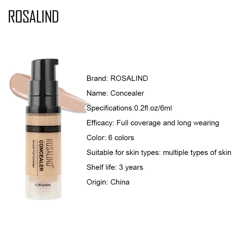 ROSALIND Concealer Corrector 6ml 6 Colors Full Coverage Long Wearing Cosmetics For Face Contouring Makeup Facial | Красота и здоровье