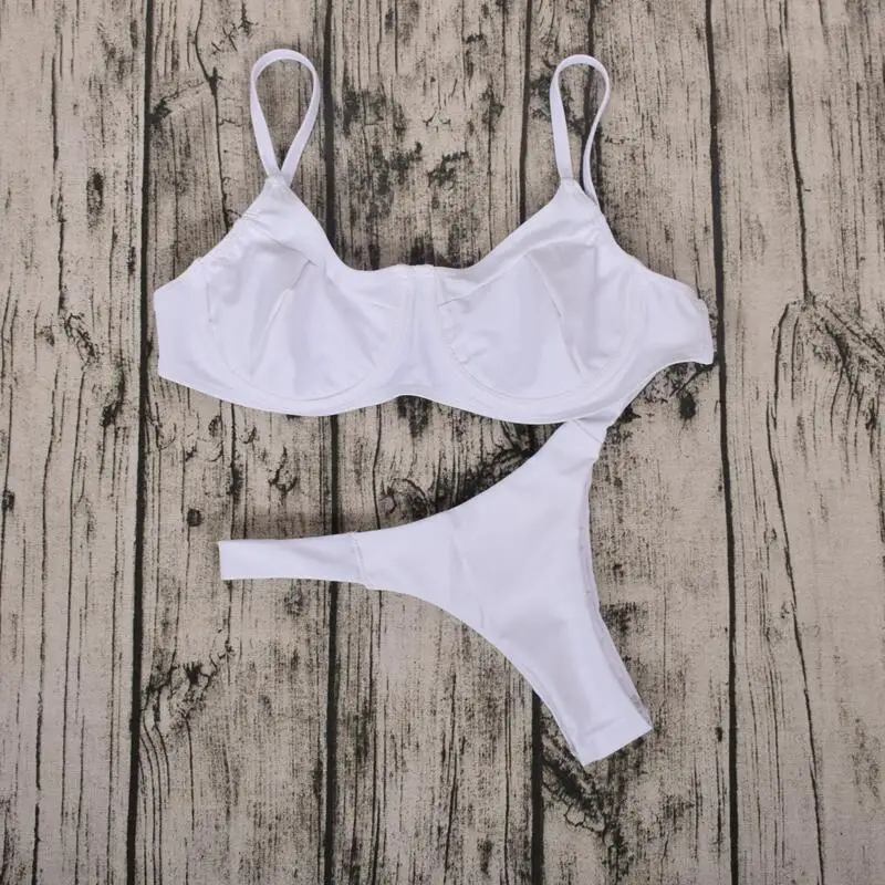 

ZTVitality Sexy Women Underwire White Bikini Push Up 2019 New Arrival Beach Straps Backless Low Waist Swimsuit Female Biquini XL