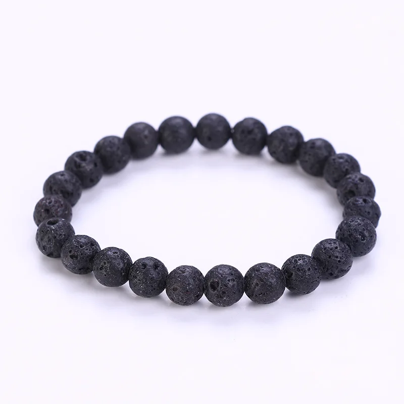 Black Lava Stone Натуральные пурпурные аметисты браслет из бисера чакра Йога вулканический камень 8 мм круглый камень бусины браслеты для женщин - Окраска металла: Black Lava Stone
