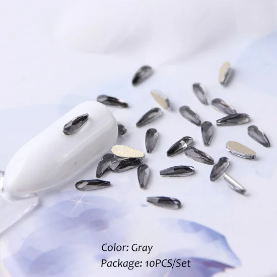 Gray 10 шт ногтей Стразы Кристалл страз камни плоские с оборота капли формы 3D декоративный Маникюр алмаз для дизайна ногтей CH905 - Цвет: Gray