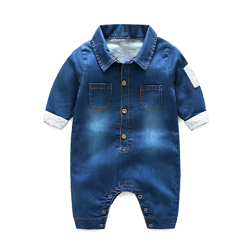 Новинка модный детский джинсовый комбинезон с длинными рукавами сезон весна