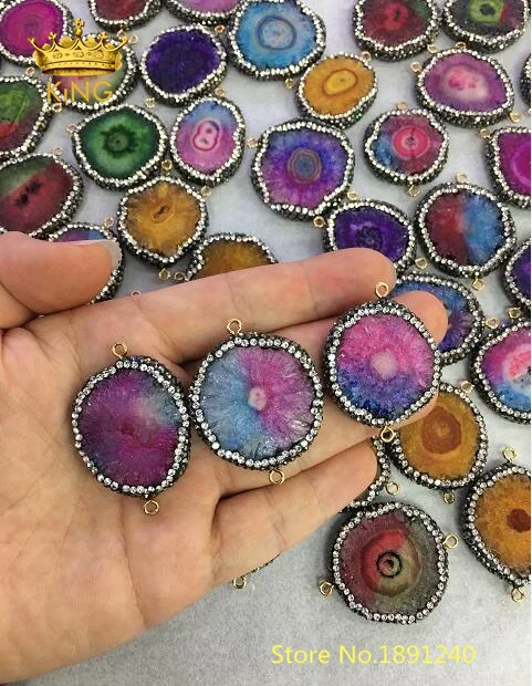 Шармы-соединители Druzy браслет с розовым и синим цветком от солнца стразы из