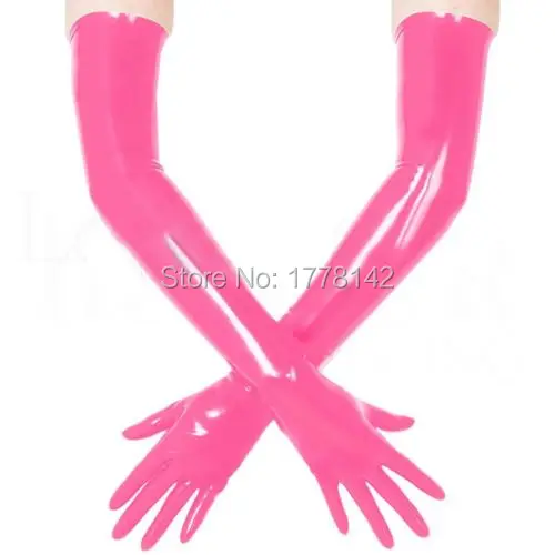 Pink Rubber Latex mould seamless latex opera long gloves unisex fetish Gloves |