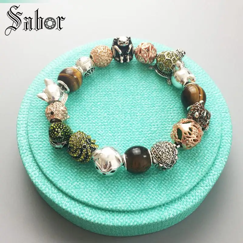 Женский лес Бусы Браслеты звенья цепи Серебряный цвет милый подарок Карма Diy