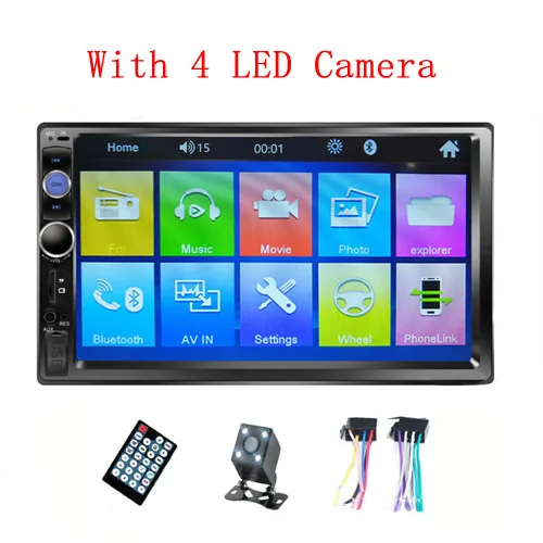 With 4 LED Camera Podofo 2 din автомагнитола " HD Автомагнитола Автомобильный мультимедийный MP5 плеер зеркальная связь авто аудио стерео MP5 bluetooth Поддержка камеры - Цвет: With 4 LED Camera