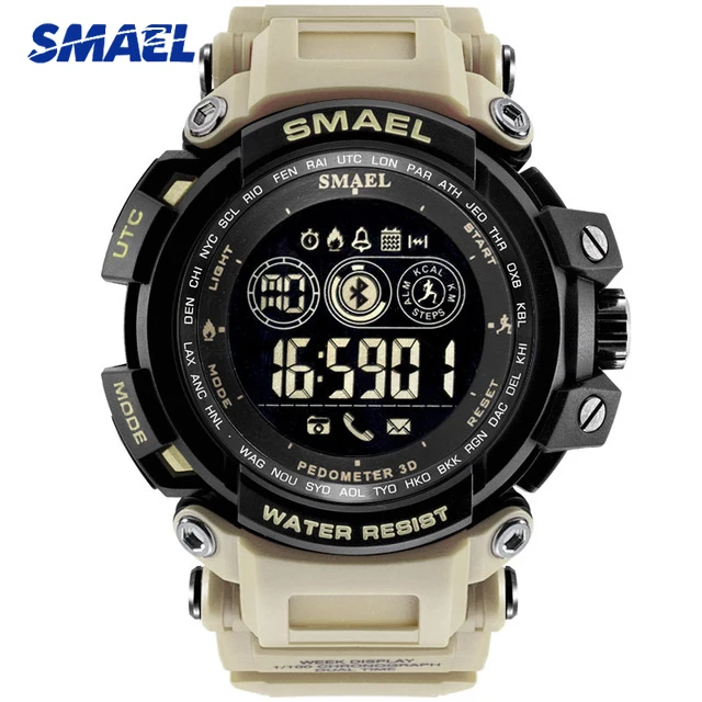 Kahki Watch Smael, лидер продаж, Брендовые мужские Роскошные спортивные часы с секундомером, цифровой светодиодный, электронные часы, мужские военные часы с датой недели, мужские часы - Цвет: Kahki Watch