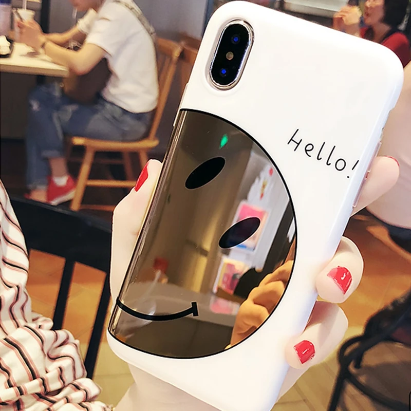 Корейский стиль ins популярные зеркало смайлик для iPhoneX мобильного телефона