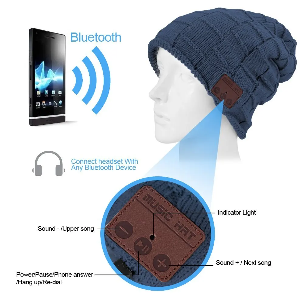 Bluetooth шапка музыкальная теплая с беспроводными наушниками гарнитура