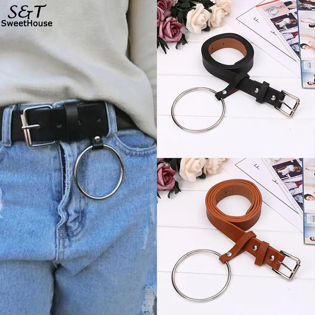 Украшение повседневные однотонные круглые ремни с пряжкой на талии для
