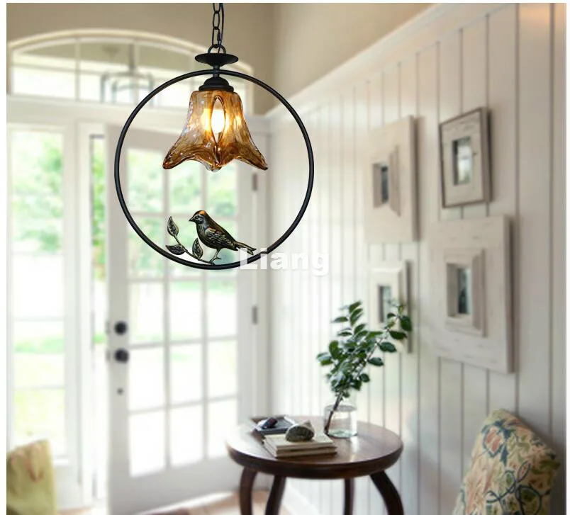 

D37cm Nordic Pendant lamp Bohemia Vintage Bird Countryside Pendant Light European LED E27 110V220V Decoration Pendant Lamp Light