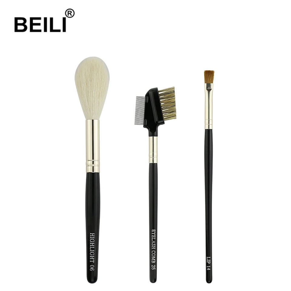 BEILI, высокое качество, черная маленькая Кисть для макияжа, набор, натуральная пудра, румяна, синтетические волосы, основа для макияжа, кисти для макияжа, коробка для инструментов, упаковка