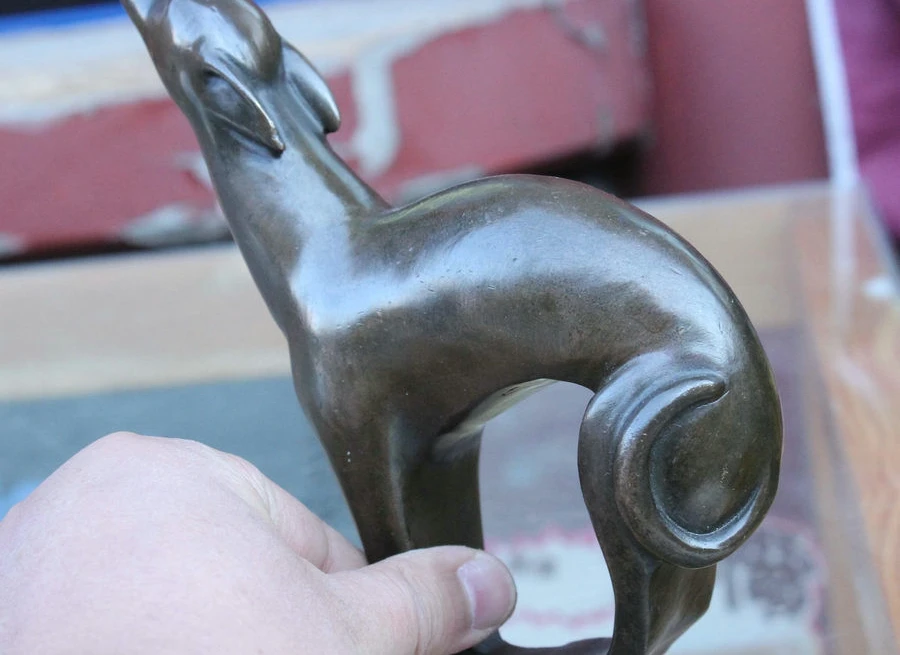 Western Art Bronze Sculpture Italian Greyhound Dog sighthound Statue Figurine | Дом и сад