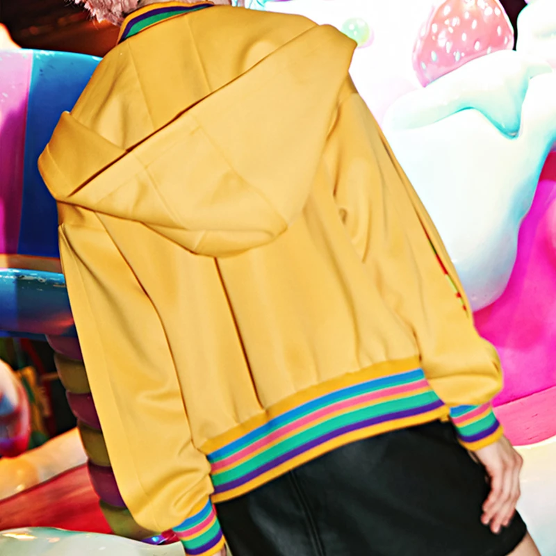 Женская Весенняя куртка с капюшоном буквенным принтом повседневное свободное