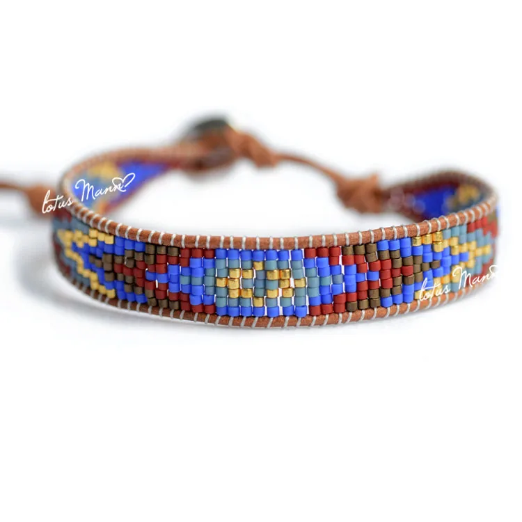 Голубые бусины Lotus mann смешанные для браслетов из натуральной коричневой