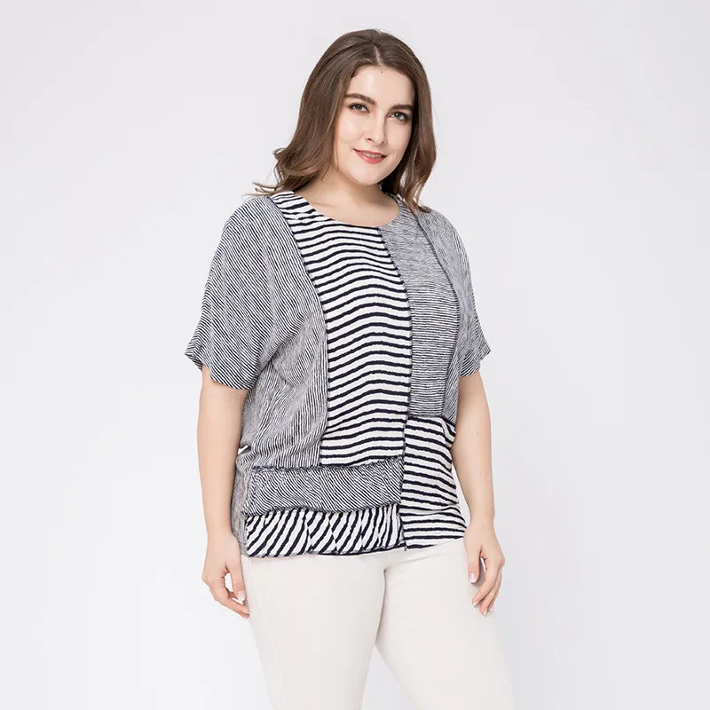 Maxdiroo Women Summer T-shirt Striped Chiffon Top Short Sleeve Causal Womens T Shirt Tops Camiseta Mujer Manga Corta | Женская одежда