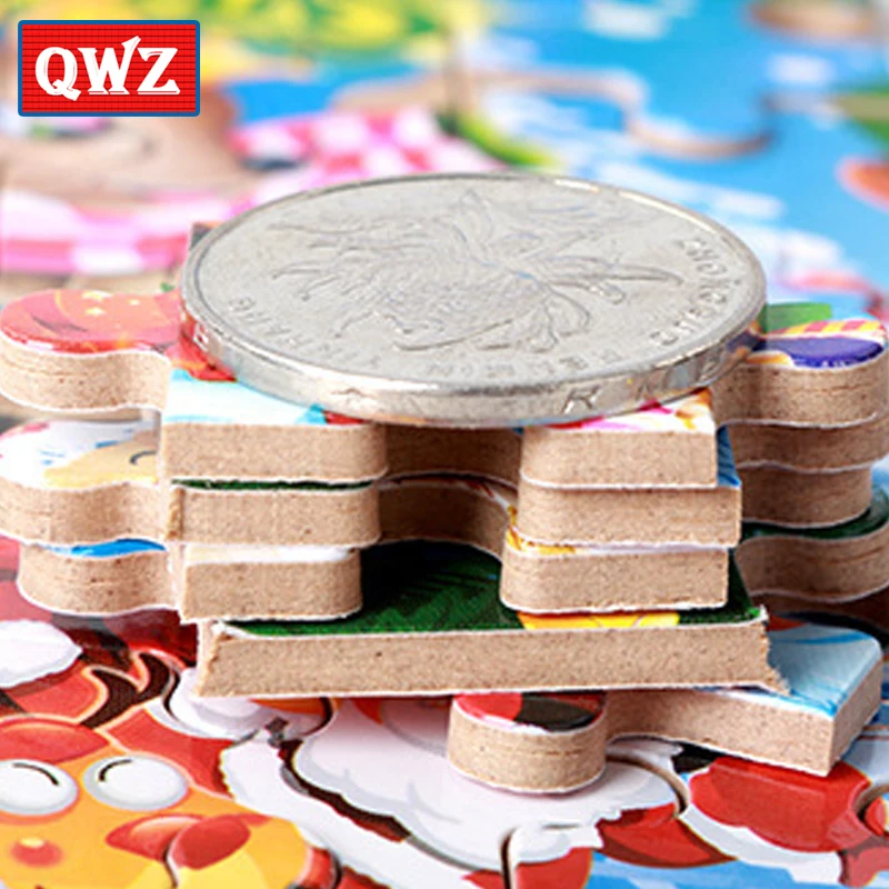 QWZ 60 шт 3D DIY деревянные пазлы обучающая игрушка милая головоломка железный ящик